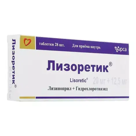 ЛИЗОРЕТИК ТАБЛ., 20МГ/12,5МГ, №28