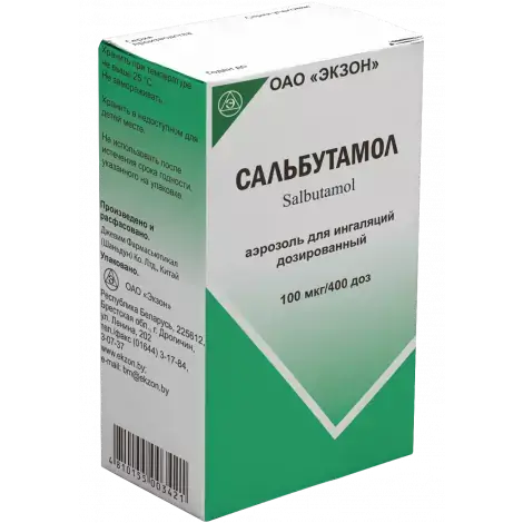 САЛЬБУТАМОЛ ФЛ., АЭР.ИНГ., 100МКГ/Д 400ДОЗ